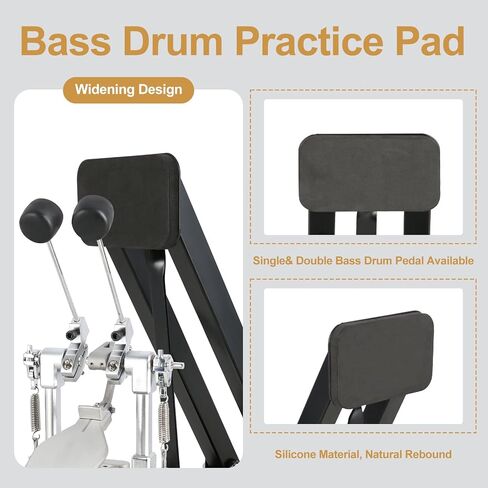 RANMING Portable Foldable Bass Drum Practice Pad - Quiet Kick Drum Mute Pad for Apartment, Double & Single Pedal Compatible,Heavy Foot Hit kick drum mute pad for Beginner Drummer in Kuwait