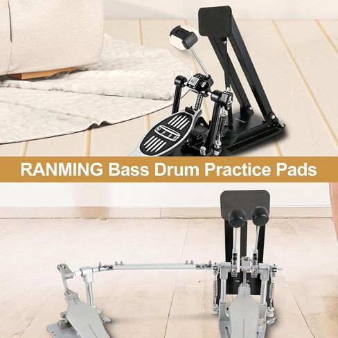 RANMING Portable Foldable Bass Drum Practice Pad - Quiet Kick Drum Mute Pad for Apartment, Double & Single Pedal Compatible,Heavy Foot Hit kick drum mute pad for Beginner Drummer in Kuwait