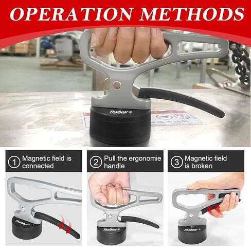 Thaibear Strong Magnetic Pickup Tool with Release, Heavy Duty Lift Magnet, Powerful Neodymium Magnet with Sturdy Ergonomic Handle for Moving Iron Plate, Tool Steel in Kuwait