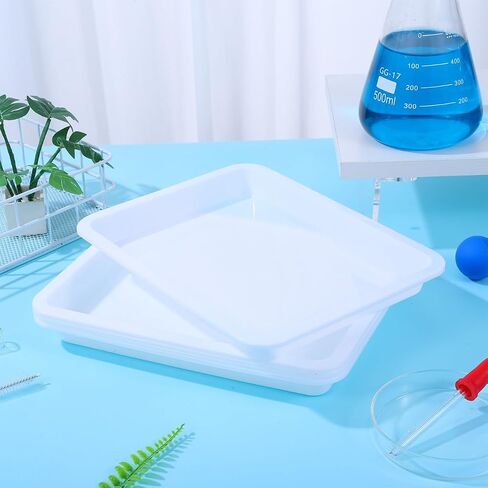 Cabilock 4Pcs Laboratory Trays Plastic Acid and Alkali Resistant Lab Containment Pan, Leak-Resistant Sample Trays for Science Classroom Experiments, Drying and Storage in Kuwait