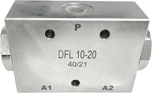 Magister Hydraulic Flow Divider Combiner Valve, 2-Way 50/50 Split, 2.6-5.2 GPM, 3600 PSI, SAE 6 Ports, Zinc-Plated Steel, Buna-N Seals in Kuwait