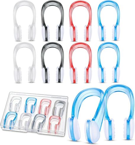 2PCS Swimming Nose Clips Adult, Soft Silicone Waterproof Nose Plugs with Storage Cases, Non-Slip & Comfortable Fit for Adults (Blue, Pink) in Kuwait