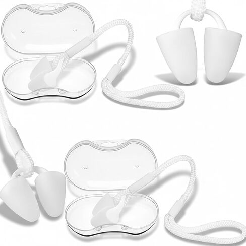 Relaxweex 2 Pack Adult Swimming Nose Plugs with Anti-Loss Lanyard - Soft Silicone Nose Plugs Waterproof Noses Clip with Lanyard and Storage Box for Swimming Surfing Water Sports (White) in Kuwait