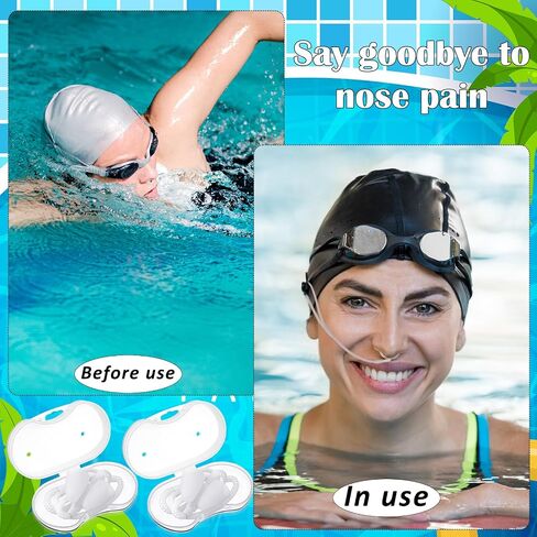Relaxweex 2 Pack Adult Swimming Nose Plugs with Anti-Loss Lanyard - Soft Silicone Nose Plugs Waterproof Noses Clip with Lanyard and Storage Box for Swimming Surfing Water Sports (White) in Kuwait
