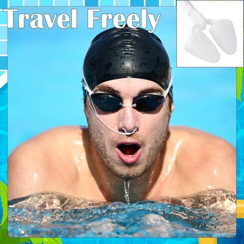 Relaxweex 2 Pack Adult Swimming Nose Plugs with Anti-Loss Lanyard - Soft Silicone Nose Plugs Waterproof Noses Clip with Lanyard and Storage Box for Swimming Surfing Water Sports (White) in Kuwait