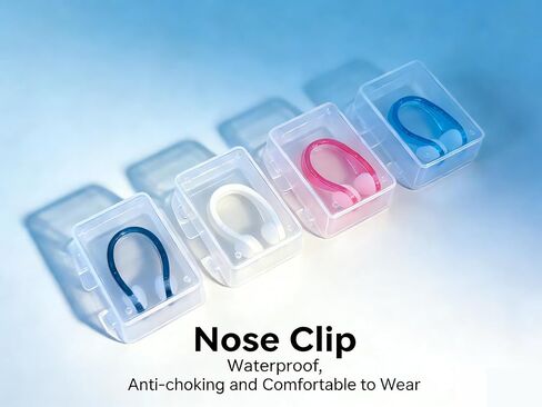 4-Pack Swimming Nose Clips, Soft Silicone Waterproof Nose Plugs with Storage Cases, Non-Slip Comfortable Fit for Adults & Kids, for Pool Training, Water Sports & Diving (Assorted Colors) in Kuwait