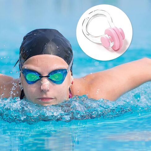 2-Pack Silicone Nose Plugs for Swimming, Waterproof Comfortable Nose Clips for Adults, Blue & Pink in Kuwait