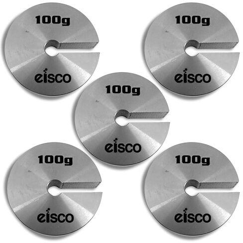 Eisco Labs - كتلة مشقوقة من الفولاذ المقاوم للصدأ 100 جرام - وزن متين ودقيق بقطر خارجي 1.5 بوصة، مشقوق للمختبر والفيزياء والاستخدام التعليمي، استخدام واحد in Kuwait