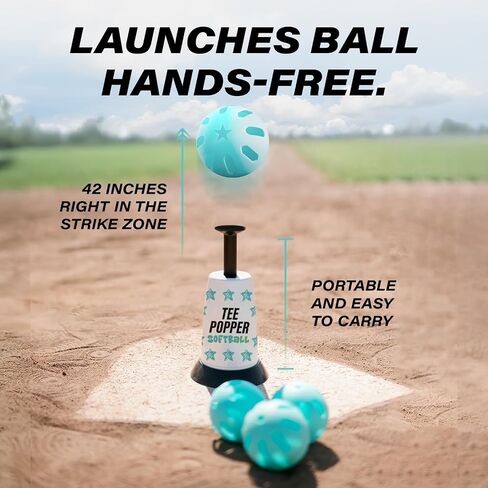 Bandit Sports Tee Popper Softball, Durable Nylon Strength, Batting Tee for Perfect Swings, Softball Training for Hitting Without a Pitcher, 1 Popper Softball Included in Kuwait
