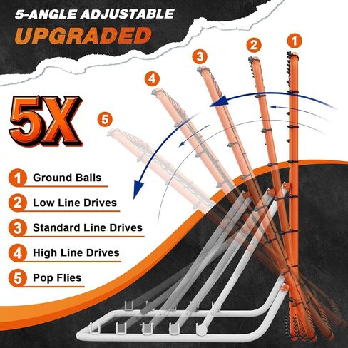 Baseball Rebounder Net 4x4.5FT with 5 Adjustable Angles,Pro Pitch Back Trainer for Volleyball/Softball/Soccer, Solo Practice for Ground, Line Drive & Fly Balls, Durable UV Resistant Net & Steel Frame in Kuwait