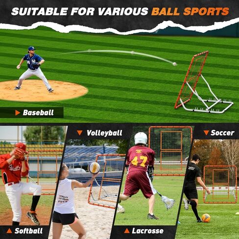 Baseball Rebounder Net 4x4.5FT with 5 Adjustable Angles,Pro Pitch Back Trainer for Volleyball/Softball/Soccer, Solo Practice for Ground, Line Drive & Fly Balls, Durable UV Resistant Net & Steel Frame in Kuwait