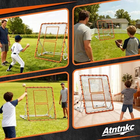 Baseball Rebounder Net 4x4.5FT with 5 Adjustable Angles,Pro Pitch Back Trainer for Volleyball/Softball/Soccer, Solo Practice for Ground, Line Drive & Fly Balls, Durable UV Resistant Net & Steel Frame in Kuwait