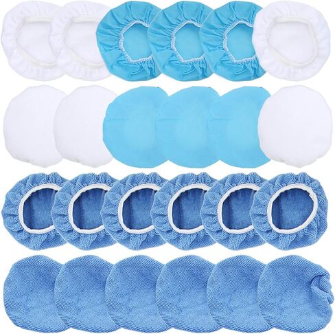 24 Packs Polishing Bonnet Set，6in/150mm Microfiber Nonwoven Cotton Buffing Pads for CarsMotorcyclesBoats - Professional Quality Waxing & Polishing Bonnet Collection in Saudi Arabia