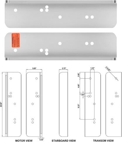 5" Vertical Extension for Outboard Motor, Static Jack Plate Direct Replacement for CMC 50012, 6061-T6 Aluminum Outboard Lift for Prop to Jet Conversion, Fits up to V6 HP, Shallow Water Use in Kuwait