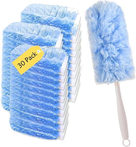 30P Duster Refills Compatible with S wiffer Dusters, Multi Surface 360° Heavy Duty Duster Refills with 4X Fluffy Fiber, Dust Removal Tools Refill Replacenments Cleaning Dusters with Handle - Blue in Kuwait