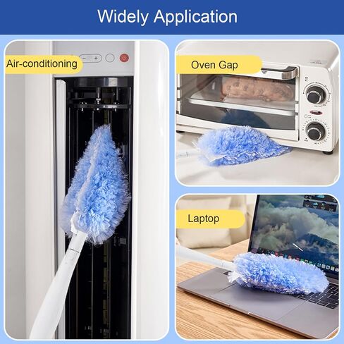 30P Duster Refills Compatible with S wiffer Dusters, Multi Surface 360° Heavy Duty Duster Refills with 4X Fluffy Fiber, Dust Removal Tools Refill Replacenments Cleaning Dusters with Handle - Blue in Kuwait