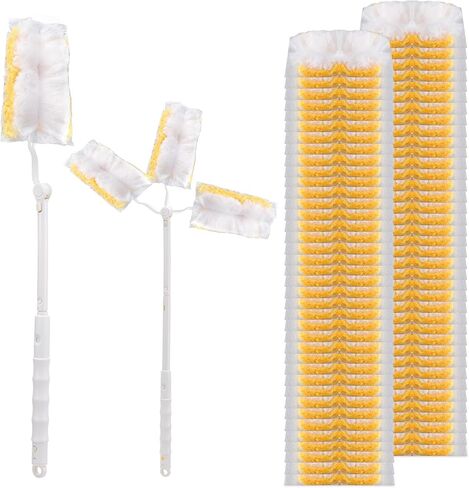 Dimeho 60 Count Duster Refills, Disposable Cleaning Duster Kit Heavy Duty Microfibre Dusters with Extendable Handle Starter Multi-Surface Dusters for Cleaning Home Furniture Blinds Ceiling Fan in Saudi Arabia