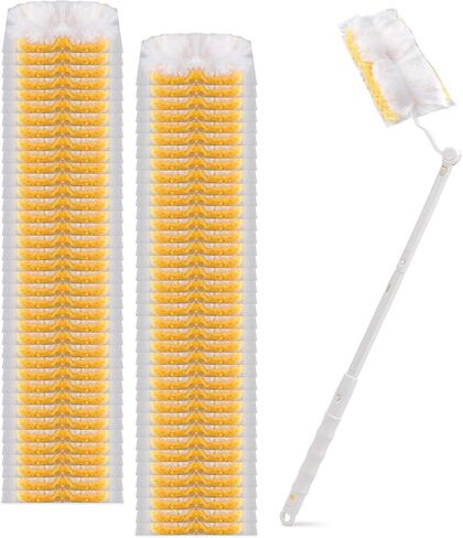 Dimeho 60 Count Duster Refills, Disposable Cleaning Duster Kit Heavy Duty Microfibre Dusters with Extendable Handle Starter Multi-Surface Dusters for Cleaning Home Furniture Blinds Ceiling Fan in Saudi Arabia