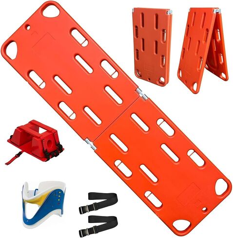 Foldable Spine Board Stretcher Kit with Head Imlizer & Neck Brace - Fold Water Floating Stretcher for First Responders, Hospitals, Clinics, Sports, Family Use in Kuwait
