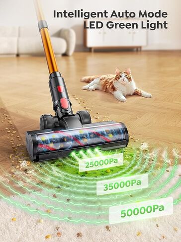 Cordless Vacuum Cleaner, 650W 55KPA 70Mins Vacuum Cleaners for Home, Upgraded Stick Vacuum with 3.3Ft Extendable Hose, LED Touch Screen, Wall Charging Station, Auto Mode for Carpet Pet Hair Hard Floor in Kuwait