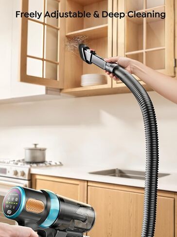 Cordless Vacuum Cleaner, 650W 55KPA 70Mins Vacuum Cleaners for Home, Upgraded Stick Vacuum with 3.3Ft Extendable Hose, LED Touch Screen, Wall Charging Station, Auto Mode for Carpet Pet Hair Hard Floor in Kuwait