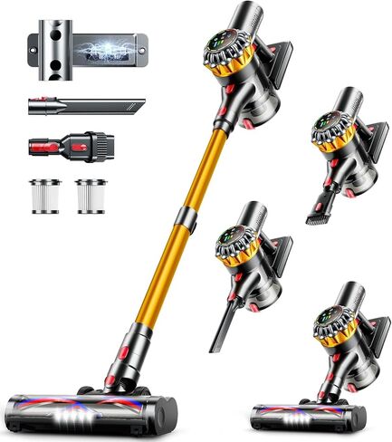 Cordless Vacuum Cleaner, 550W 45KPA 65Mins Vacuum Cleaners for Home, Stick Vacuum with Self-Standing,Touch Screen, Anti-Tangle Brush, 8-in-1 Lightweight Wireless Vacuum for Pet Hair Carpet Hard Floors in Kuwait
