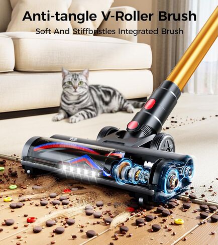Cordless Vacuum Cleaner, 550W 45KPA 65Mins Vacuum Cleaners for Home, Stick Vacuum with Self-Standing,Touch Screen, Anti-Tangle Brush, 8-in-1 Lightweight Wireless Vacuum for Pet Hair Carpet Hard Floors in Kuwait