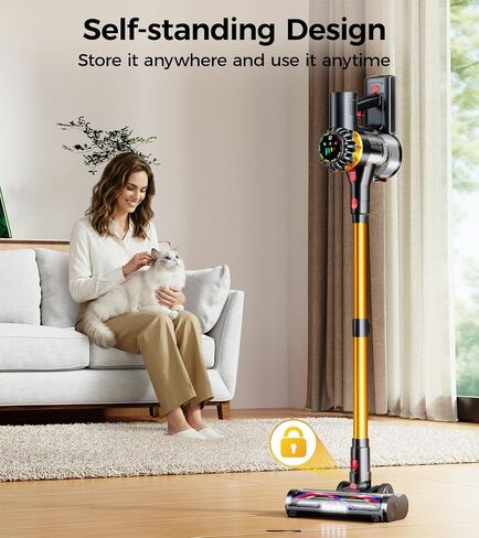 Cordless Vacuum Cleaner, 550W 45KPA 65Mins Vacuum Cleaners for Home, Stick Vacuum with Self-Standing,Touch Screen, Anti-Tangle Brush, 8-in-1 Lightweight Wireless Vacuum for Pet Hair Carpet Hard Floors in Kuwait