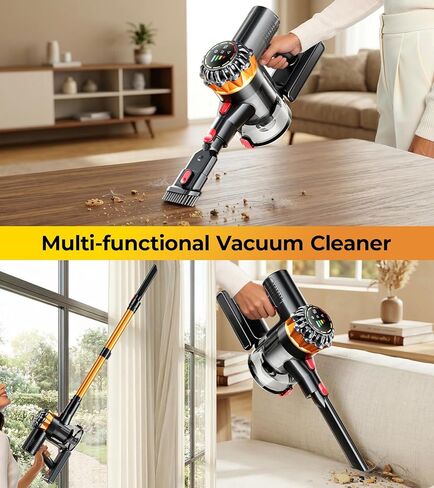 Cordless Vacuum Cleaner, 550W 45KPA 65Mins Vacuum Cleaners for Home, Stick Vacuum with Self-Standing,Touch Screen, Anti-Tangle Brush, 8-in-1 Lightweight Wireless Vacuum for Pet Hair Carpet Hard Floors in Kuwait