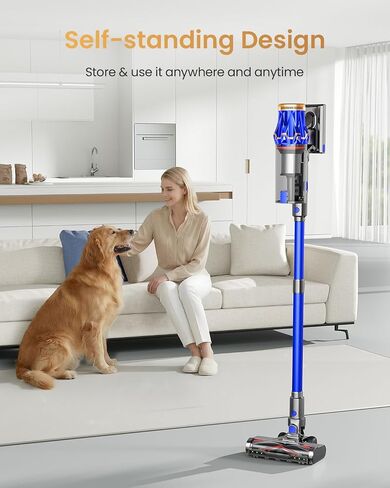 Cordless Vacuum Cleaner, Upgraded 650W 60KPA 70Mins Vacuum Cleaners for Home with Self-Standing Vacuum Cleaner Stick, Anti-tangle Wireless Vacuum, OLED Screen 1.8L Cup for Pet Hair/Carpets/All Floor in Kuwait