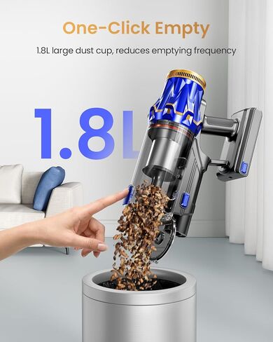 Cordless Vacuum Cleaner, Upgraded 650W 60KPA 70Mins Vacuum Cleaners for Home with Self-Standing Vacuum Cleaner Stick, Anti-tangle Wireless Vacuum, OLED Screen 1.8L Cup for Pet Hair/Carpets/All Floor in Kuwait