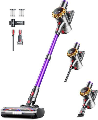 Cordless Vacuum Cleaner,Upgraded 550W 45KPA 60Mins Vacuum Cleaners for Home,Self-Standing Stick Vacuum with LED Display, Anti-Tangle,8 in 1 Lightweight Vacuum Cordless for Pet Hair Carpet Hard Floors in Kuwait