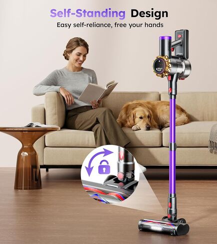 Cordless Vacuum Cleaner,Upgraded 550W 45KPA 60Mins Vacuum Cleaners for Home,Self-Standing Stick Vacuum with LED Display, Anti-Tangle,8 in 1 Lightweight Vacuum Cordless for Pet Hair Carpet Hard Floors in Kuwait