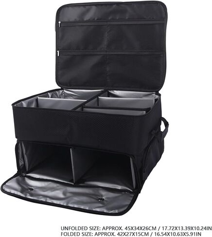 POCREATION Golf Bag Organizer, Golf Trunk Car Organizer Dual Layer Foldable with 4 Compartments 2 Shoe Bags Mesh Pockets for Clothes Shoes Clubs Accessories Travel S in Kuwait