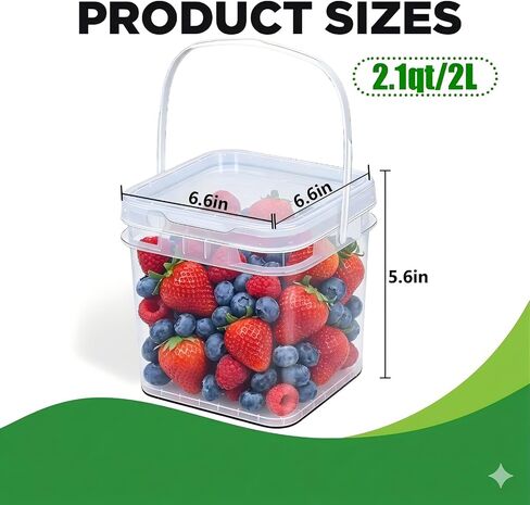 ASEVAT 4 Pack 2L Airtight Food Containers with Lids & Clear Spoons, Plastic Buckets with Handles for Dry Goods, Pet Supplies, Grains, Cereals in Kuwait