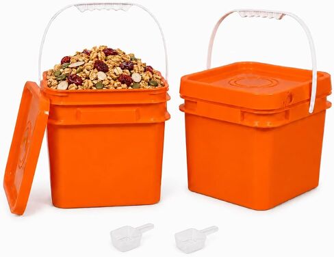 ASEVAT 4 Pack 2L Airtight Food Containers with Lids & Clear Spoons, Plastic Buckets with Handles for Dry Goods, Pet Supplies, Grains, Cereals in Kuwait