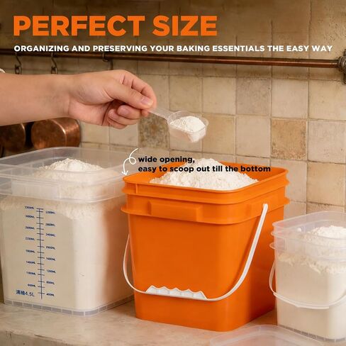 ASEVAT 4 Pack 2L Airtight Food Containers with Lids & Clear Spoons, Plastic Buckets with Handles for Dry Goods, Pet Supplies, Grains, Cereals in Kuwait