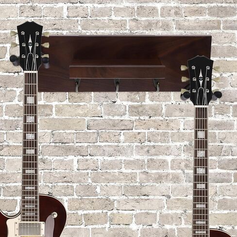 Toyvian Wooden 4-in-1 Guitar Wall Hanger Rack with Black Walnut Finish, Multi-Guitar and Ukulele Mount for Wall Storage, Musical Instrument Stand for Acoustic and Electric Guitars in Kuwait