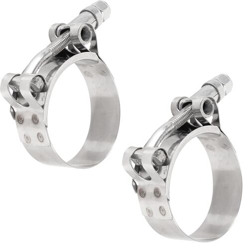 BlueStars 2-Pack 1.5" T-Bolt Hose Clamps with Working Range 44mm - 50mm, 304 Stainless Steel - Compatible with Automotive, Industrial, Marine, Household, Exhaust system, Turbo Intake, Intercooler Pipe in Kuwait