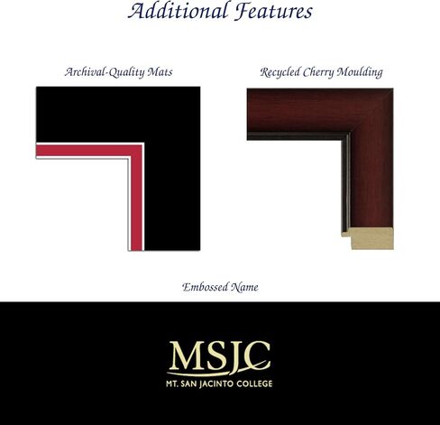 إطار دبلوم Mt. San Jacinto College 11 بوصة عرض × 8.5 بوصة ارتفاع - كلية Mt. San Jacinto، منقوش باكستون، أسود أحمر، 8.5X11 ارتفاع Associates، ختم ذهبي منقوش MSJC Wordmark in Kuwait