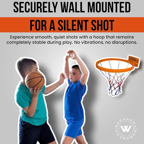 WAWAWEWA The Official Silent Basketball (Size 7) Bundle with Hoop – Indoor Basketball for Quiet Dribbling – Grooved Airless Indoor Training Basket Ball & Large Wall Mounted Basket Ball Hoop in Kuwait