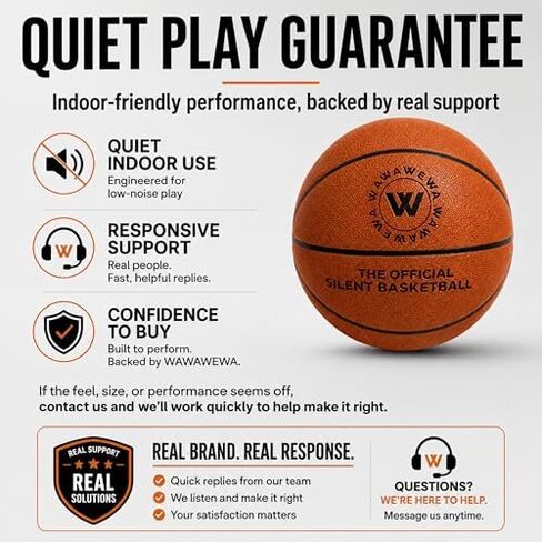 WAWAWEWA The Official Silent Basketball (Size 7) Bundle with Hoop – Indoor Basketball for Quiet Dribbling – Grooved Airless Indoor Training Basket Ball & Large Wall Mounted Basket Ball Hoop in Kuwait