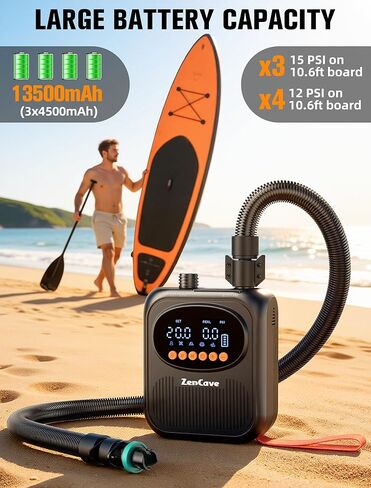 Paddle Board Pump Electric Portable: Rechargeable 20PSI High Pressure SUP Pump, Dual Stage Inflation & Deflation, Auto Shut-Off, 13500mAh Inflates 4 SUPs, 12V DC Car Connector, for Kayaks, Tents, Boat in Saudi Arabia