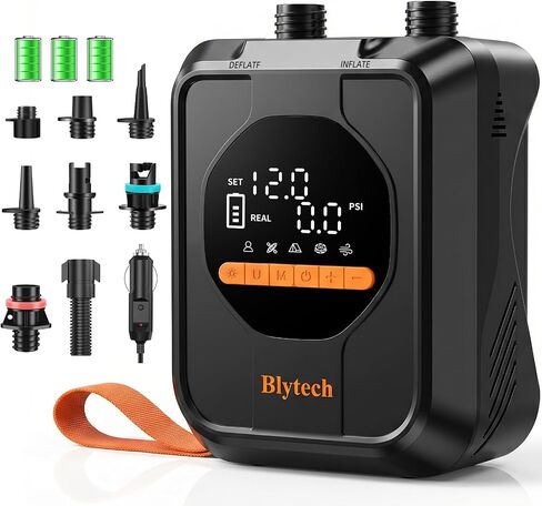 Electric Paddle Board Pump, Portable 20PSI SUP Air Pump with 13,500mAh Rechargeable Battery, Fast Inflation/Deflation, 7 Nozzles for Kayaks, Boats, Tents, and Inflatables in Kuwait