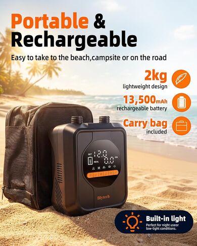 Electric Paddle Board Pump, Portable 20PSI SUP Air Pump with 13,500mAh Rechargeable Battery, Fast Inflation/Deflation, 7 Nozzles for Kayaks, Boats, Tents, and Inflatables in Kuwait