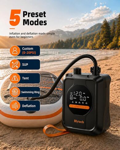 Electric Paddle Board Pump, Portable 20PSI SUP Air Pump with 13,500mAh Rechargeable Battery, Fast Inflation/Deflation, 7 Nozzles for Kayaks, Boats, Tents, and Inflatables in Kuwait