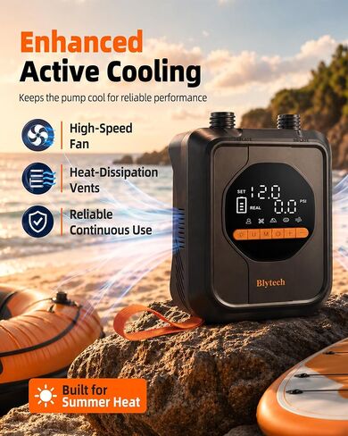 Electric Paddle Board Pump, Portable 20PSI SUP Air Pump with 13,500mAh Rechargeable Battery, Fast Inflation/Deflation, 7 Nozzles for Kayaks, Boats, Tents, and Inflatables in Kuwait