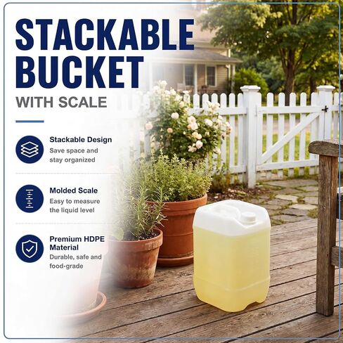 2 Pcs 2.5 Gallon / 10 L Stackable Water Jug Food Grade Hdpe Water Container with Graduated Liquids and 70 mm Threaded Cap for Liquid Storage Mixing, Clear in Kuwait