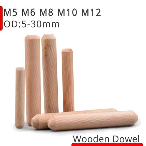 Wooden Dowel Pins 1000pcs M5 M6 Wooden Dowel Cabinet Drawer Round Fluted Wood Craft Pins Rods Set Furniture Fitting Wooden Dowel Pin(M5 (1000PCS),30mm) in Kuwait