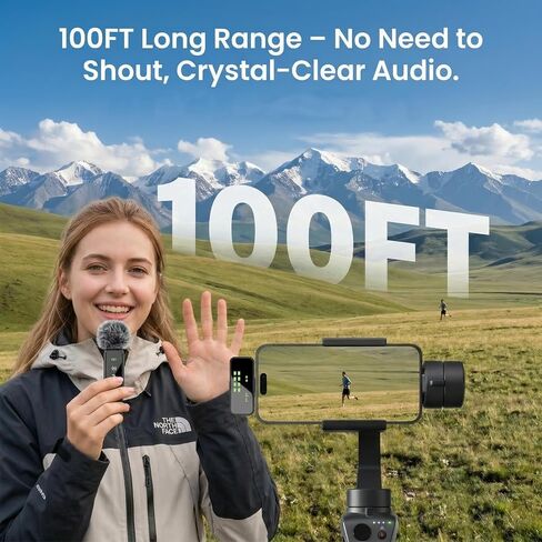 Wireless Lavalier Microphone, 12H Lapel Microphone with Digital Display & Smart Noise Cancellation, Mini Clip On Mic for iPhone Android Type-C, Recording Mic for YouTube TikTok Vlog Podcast Interview in Saudi Arabia